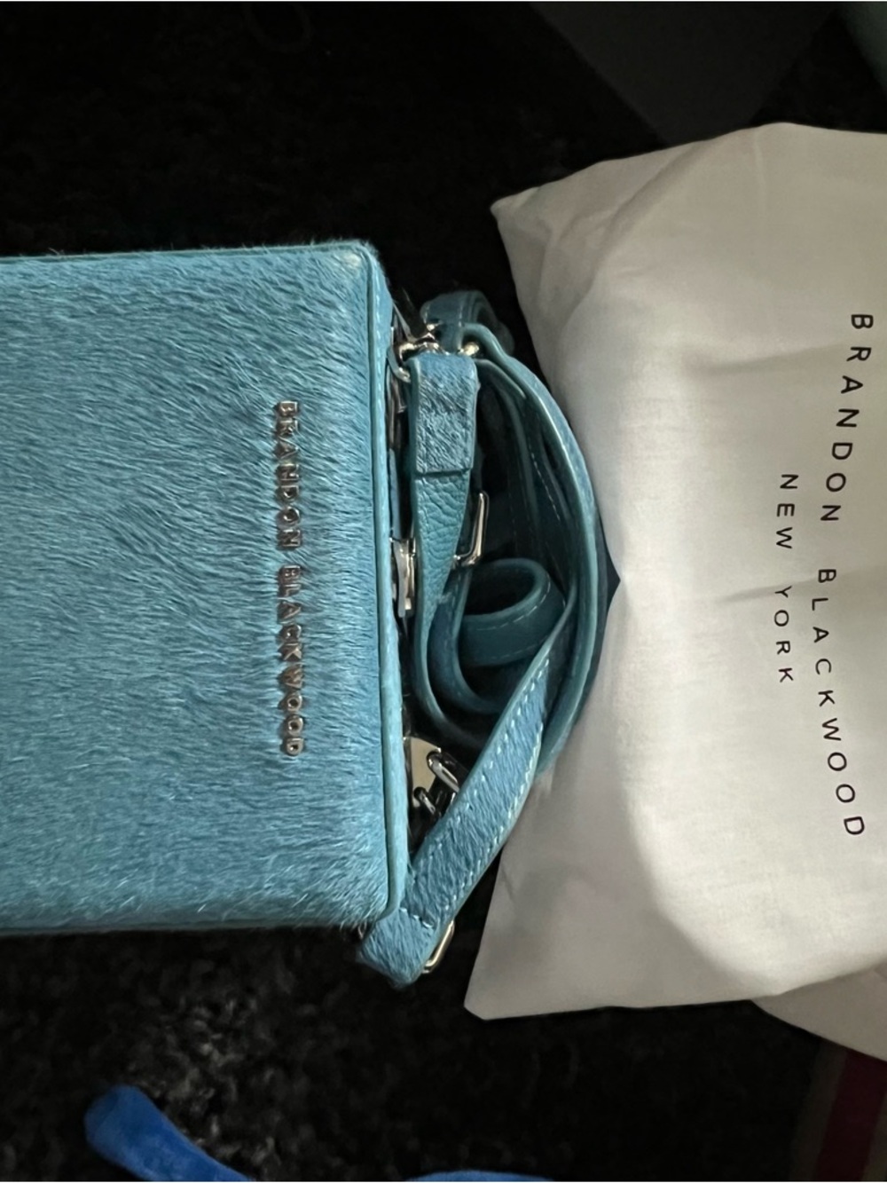 Brandon Blackwood Teal pony-hair Crossbody  Silver Hardware Mini Kendrick Trunk
